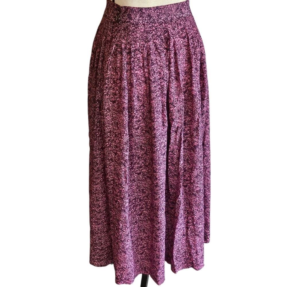 Vintage Dior Skirt Christian Dior Separates Pink Black Floral XS/S 26.5" Waist